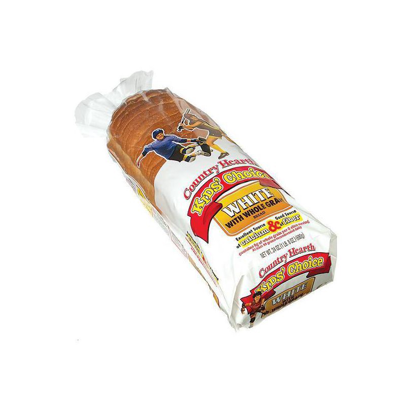 slide 2 of 4, Country Hearth Kids Choice Whole Grain White Bread - 24oz, 24 oz