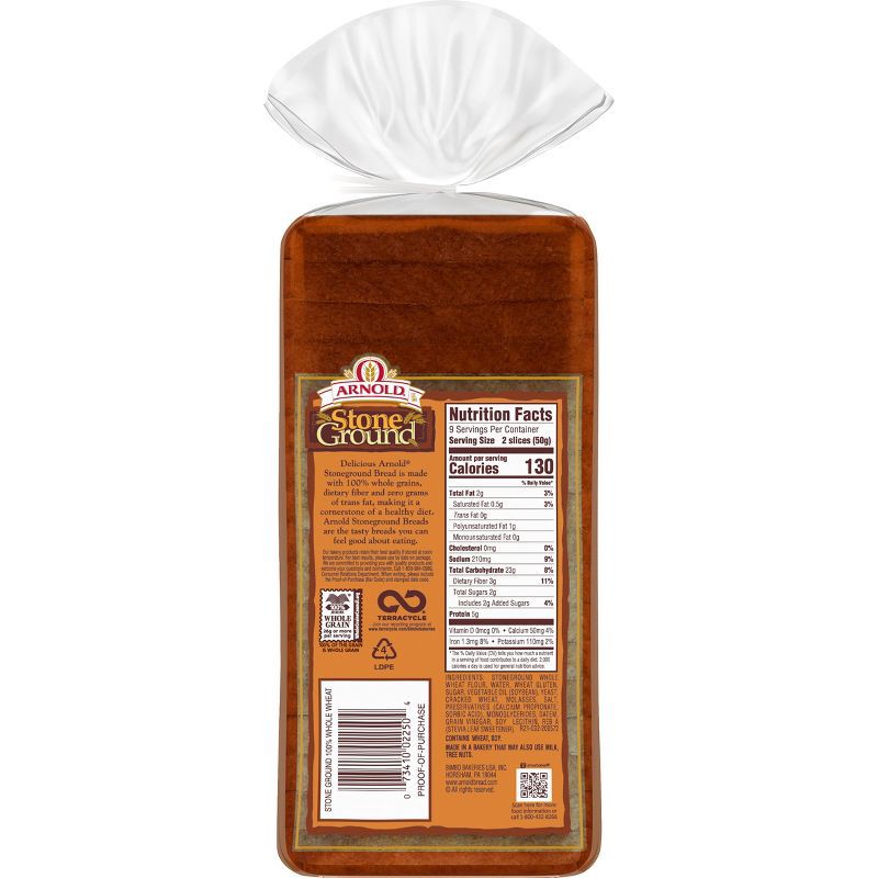 slide 2 of 9, Arnold Stone Ground Wheat Bread - 16oz, 16 oz