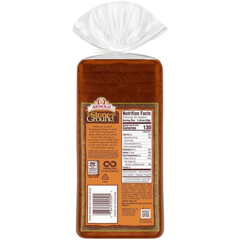 slide 6 of 9, Arnold Stone Ground Wheat Bread - 16oz, 16 oz