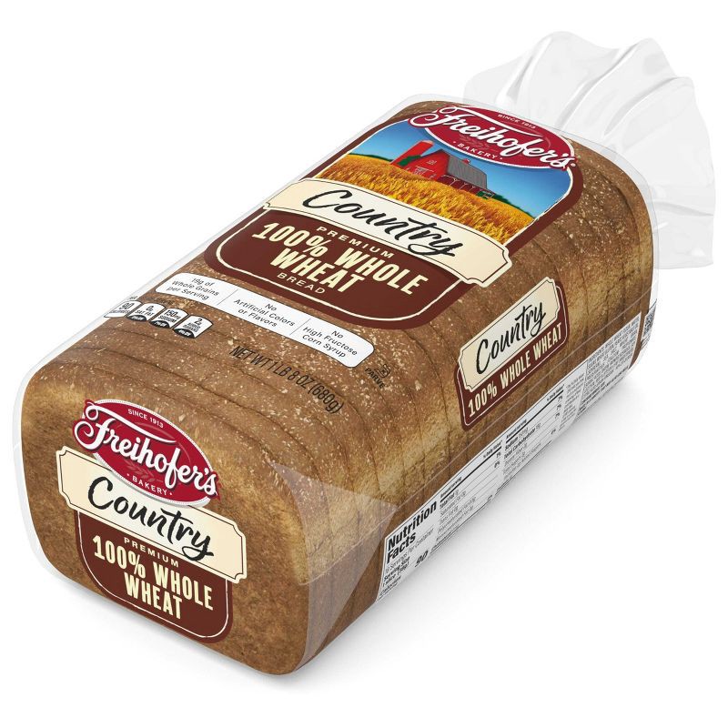 slide 2 of 9, Freihofer's 100% Whole Wheat Country Bread - 24oz, 24 oz