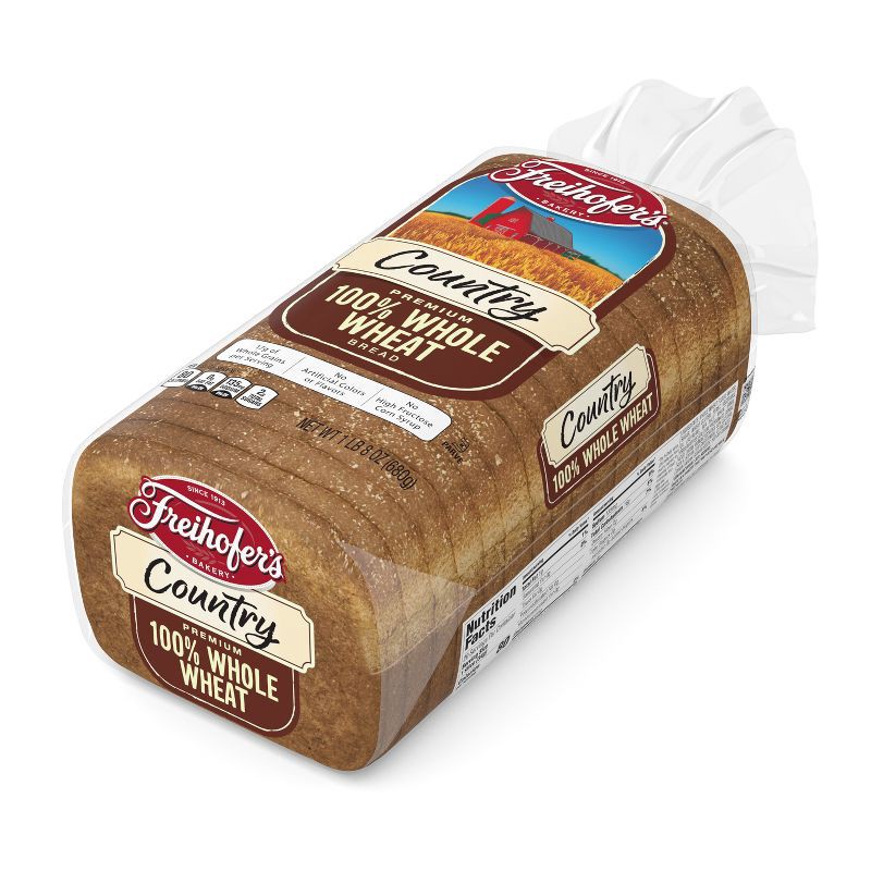 slide 9 of 9, Freihofer's 100% Whole Wheat Country Bread - 24oz, 24 oz