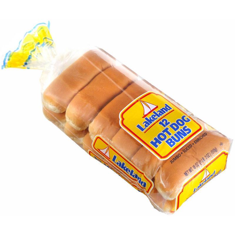 slide 2 of 3, Lakeland Jumbo Hotdog Buns - 12ct/16oz, 12 ct; 16 oz