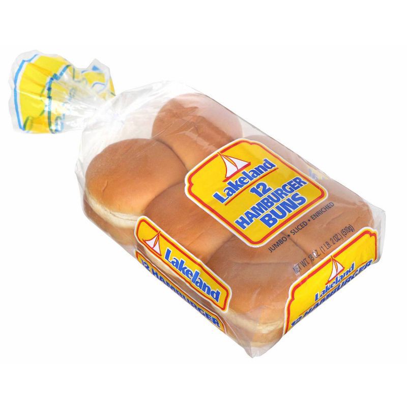 slide 2 of 4, Lakeland Jumbo Hamburger Buns - 18oz/12ct, 12 ct; 18 oz