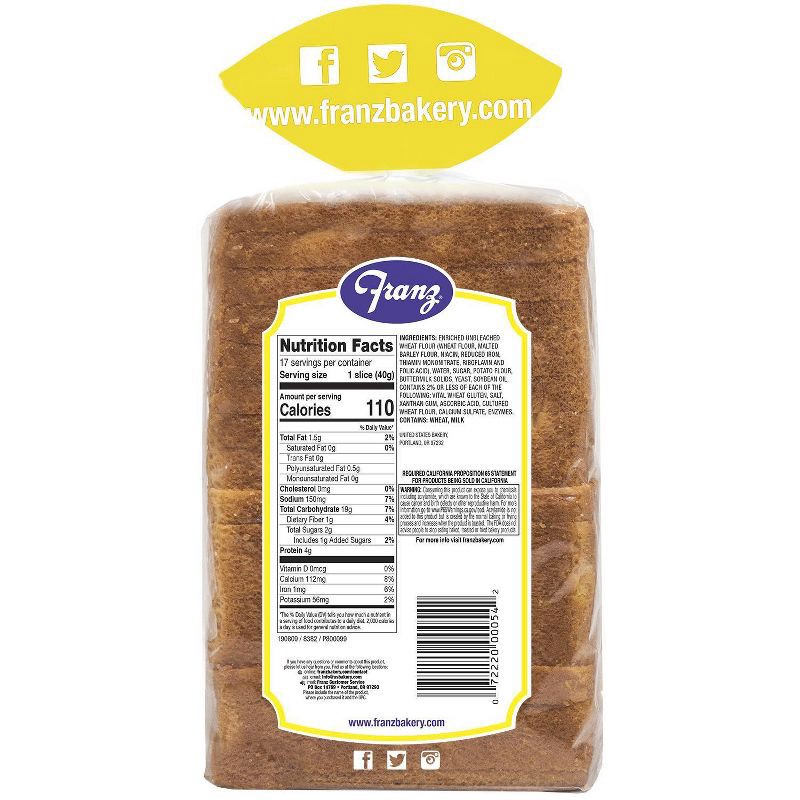 slide 3 of 5, Franz Mckenzie Farms Old Fashioned Buttermilk Bread - 24oz, 24 oz