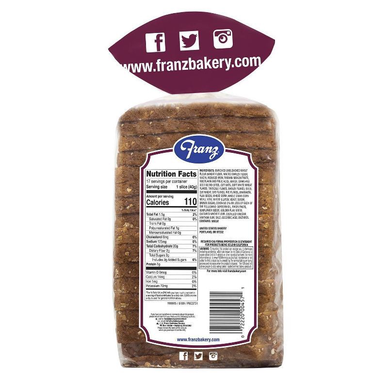 slide 4 of 5, Franz San Juan Island Nine Grain Sandwich Bread - 26oz, 26 oz