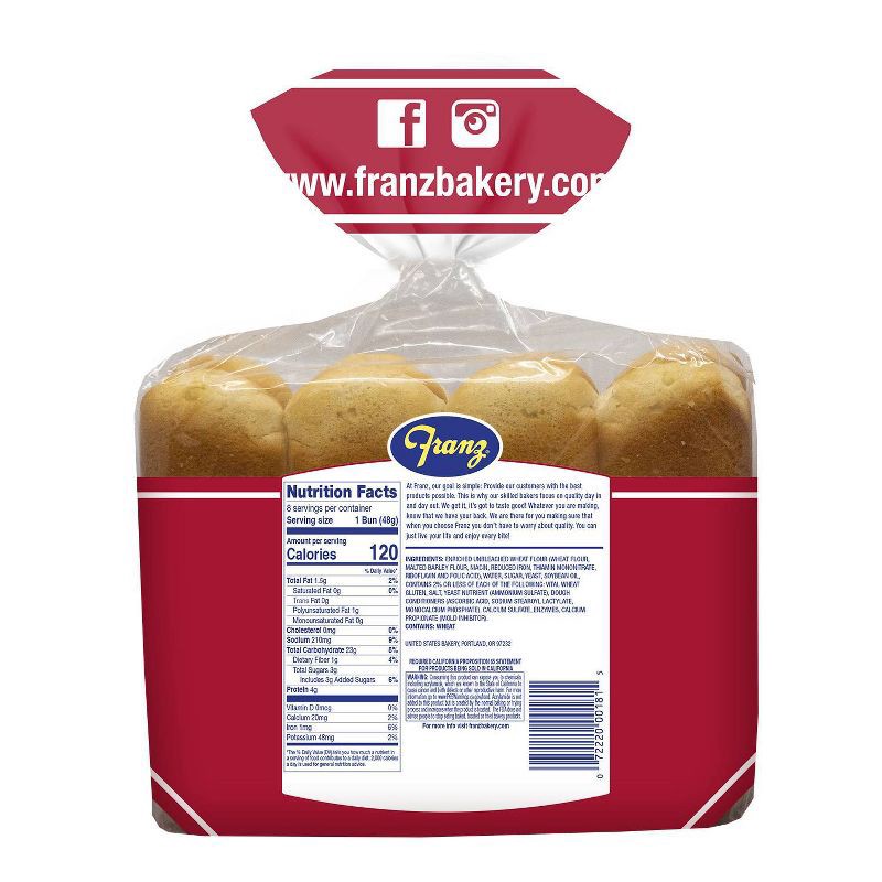 slide 5 of 6, Franz Hot Dog Buns - 13.5oz/8ct, 13.5 oz, 8 ct