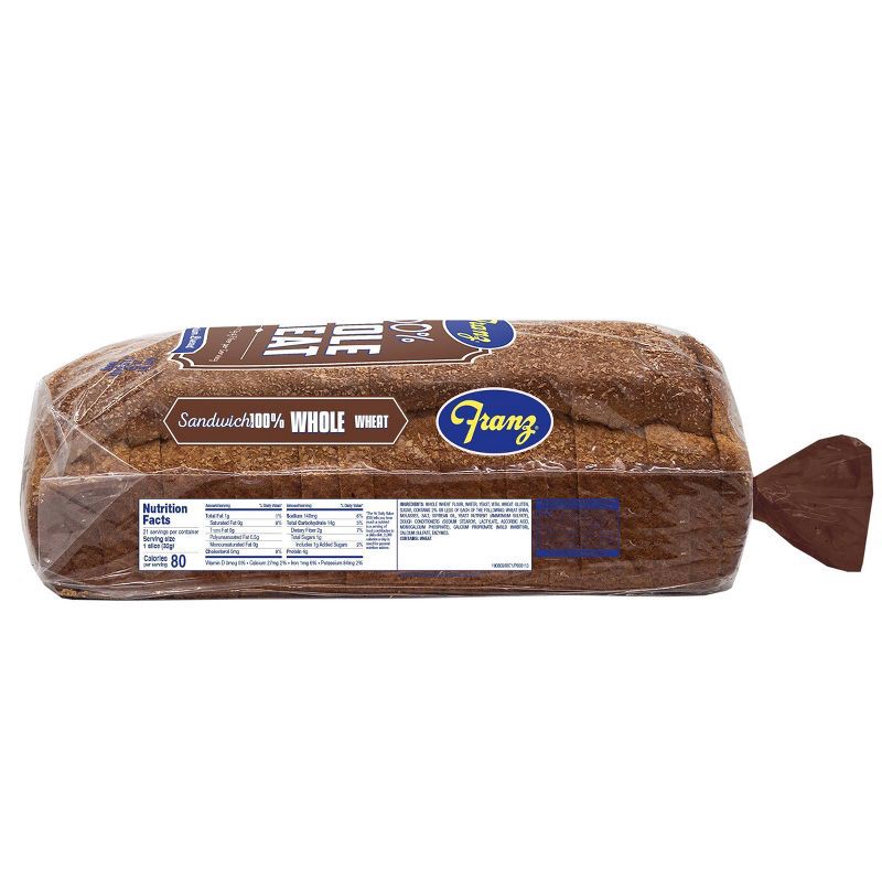 slide 3 of 4, Franz 100% Whole Wheat Sandwich Bread - 24oz, 24 oz