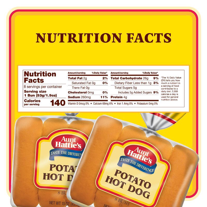 slide 6 of 13, Aunt Hattie's Potato Hot Dog Buns - 15oz/8ct, 8 ct; 15 oz