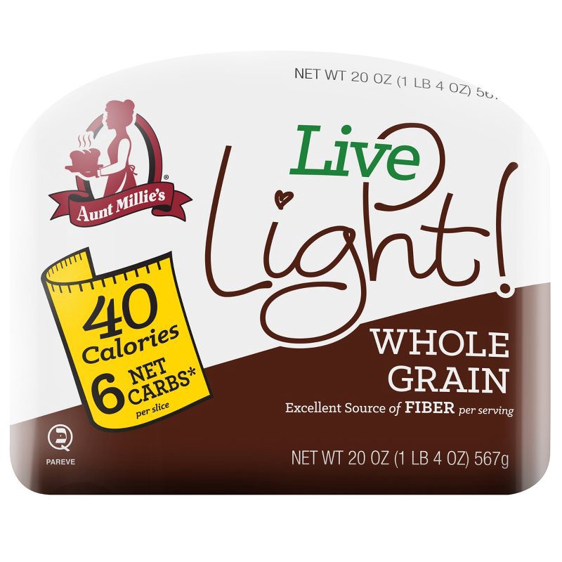 slide 6 of 7, Aunt Millie's Lite Whole Grain Vegan Bread - 20oz, 20 oz