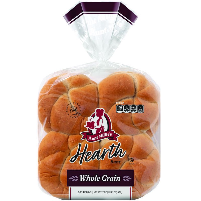 slide 1 of 7, Aunt Millie's Whole Grain Vegan Hamburger Buns - 17oz/8ct, 17 oz, 8 ct