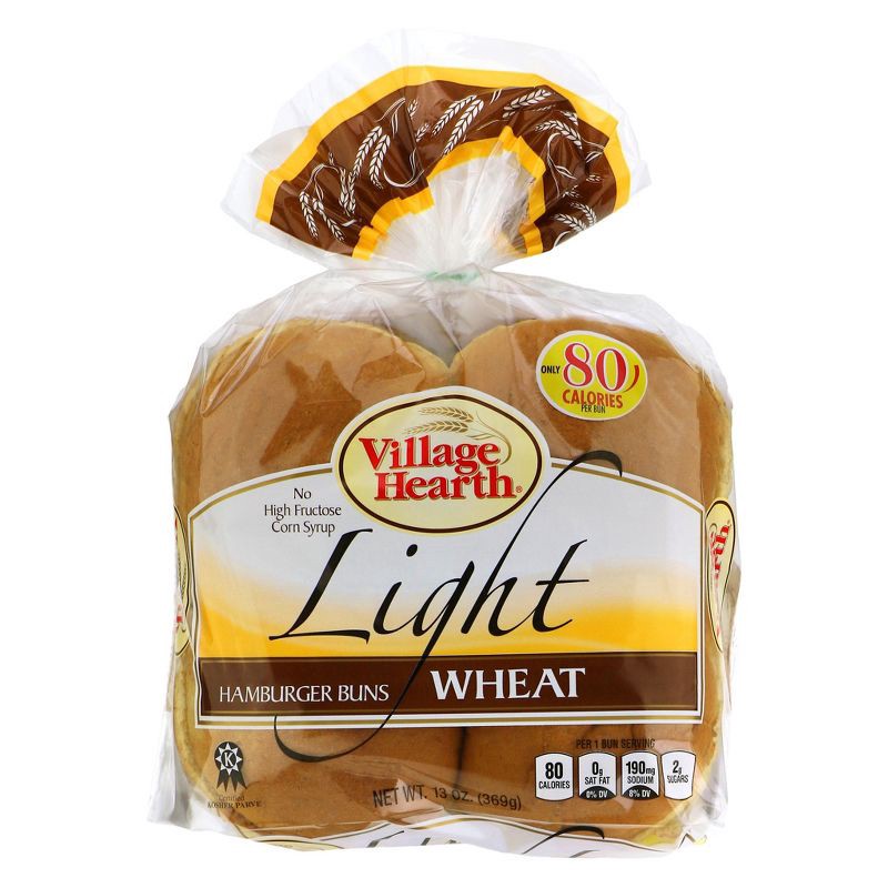 slide 1 of 1, Village Hearth Light Wheat Hamburger Buns - 13oz/8ct, 8 ct; 13 oz