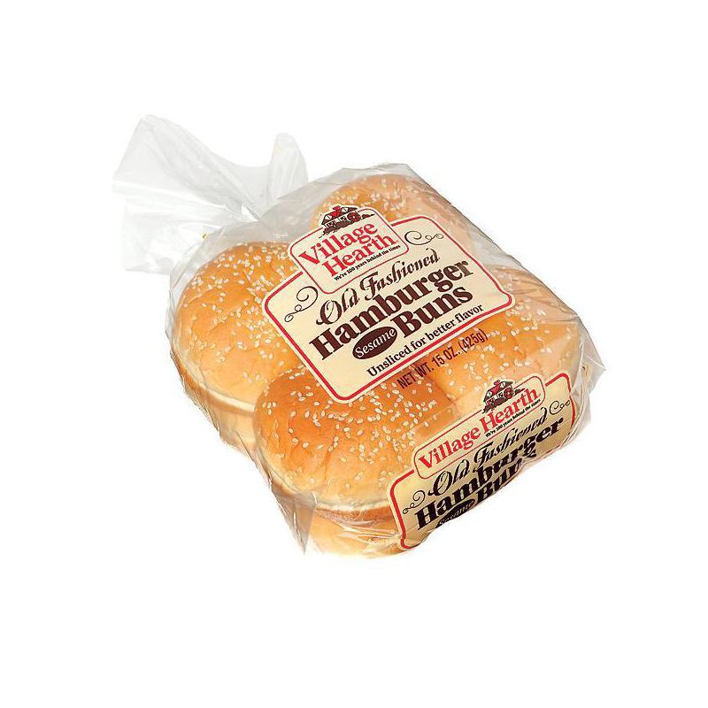 slide 2 of 3, Village Hearth Old Fashioned Sesame Hamburger Buns - 15oz/8ct, 8 ct; 15 oz