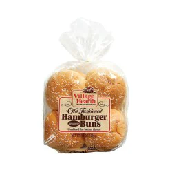 Village Hearth Old Fashioned Sesame Hamburger Buns - 15oz/8ct