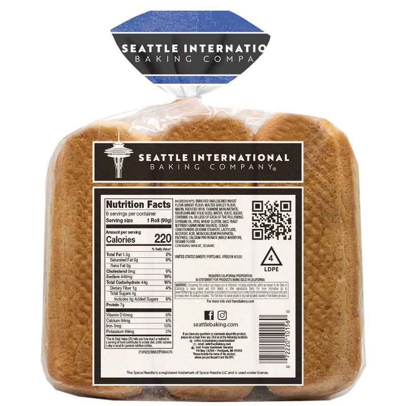 slide 2 of 4, Seattle International Baking Company Seattle International French Rolls - 19oz/6ct, 19 oz, 6 ct