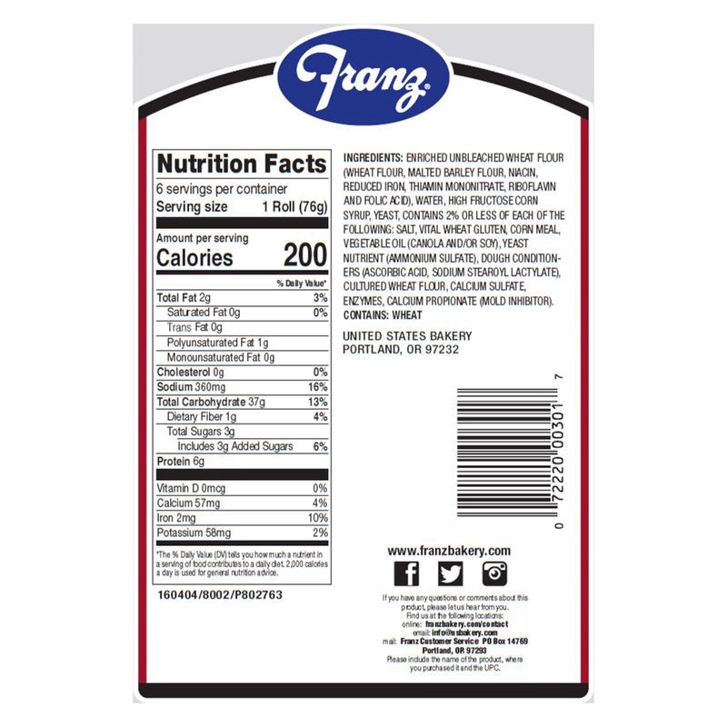 slide 3 of 4, Franz Outdoor Premium Rolls - 16oz/6ct, 6 ct; 16 oz