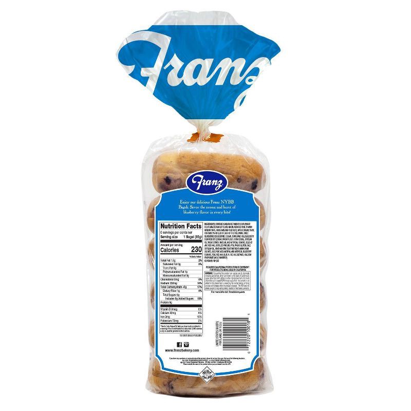 slide 2 of 3, Franz Blueberry Premium Bagels - 18oz/6ct, 6 ct; 18 oz