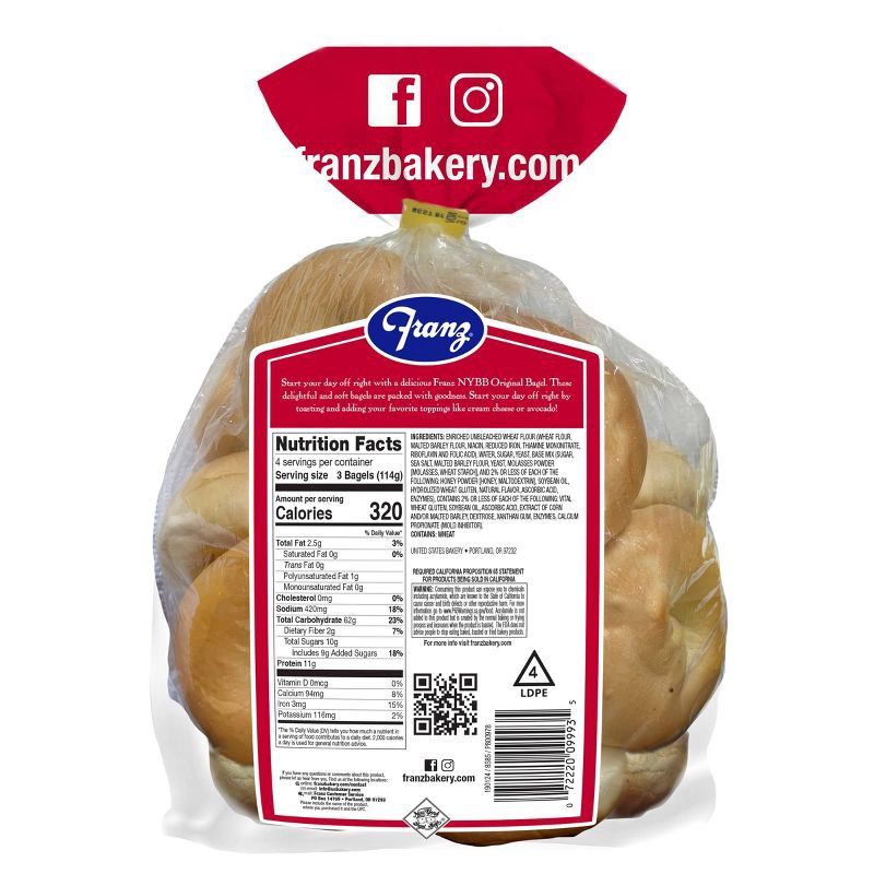 slide 2 of 4, Franz Original Premium Mini Plain Bagels - 16oz/12ct, 12 ct; 16 oz