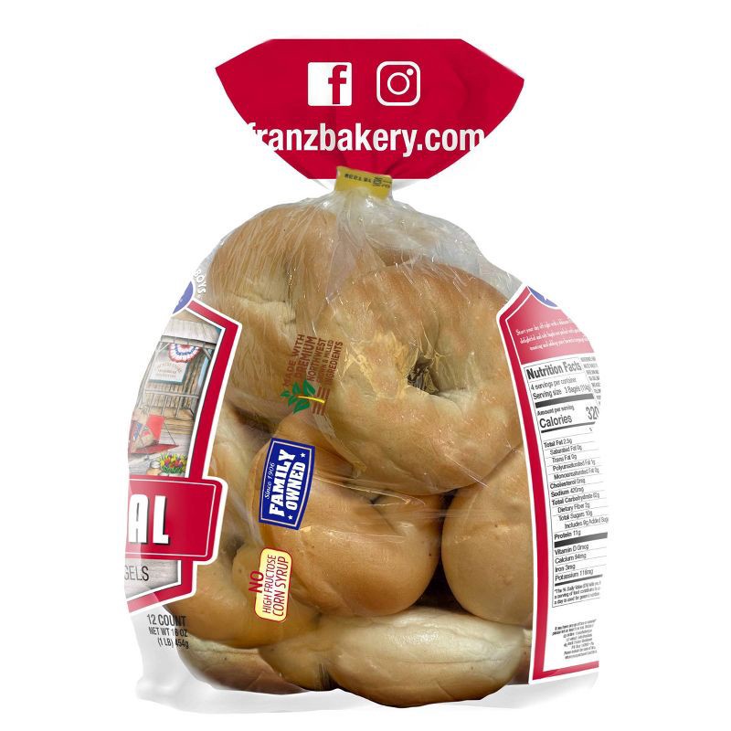 slide 4 of 4, Franz Original Premium Mini Plain Bagels - 16oz/12ct, 12 ct; 16 oz