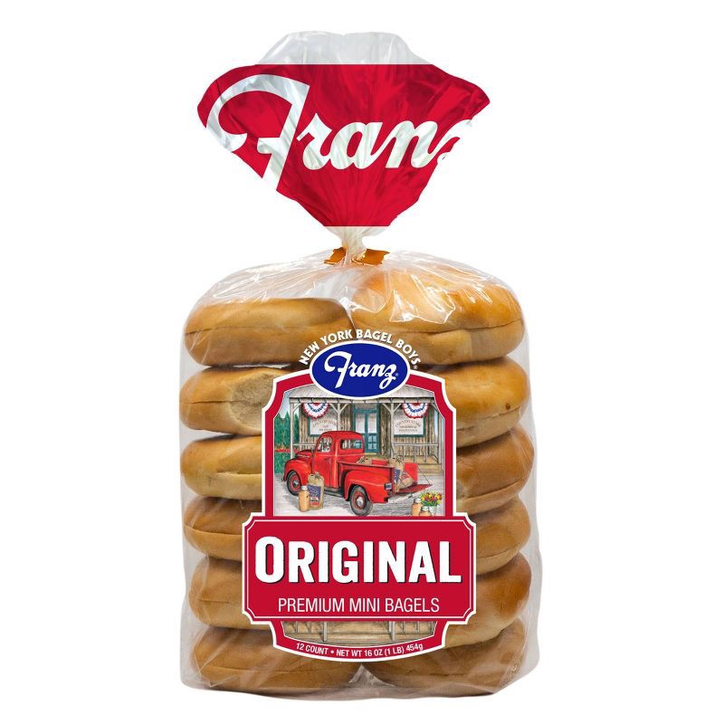 slide 1 of 4, New York Bagel Boys Franz Mini Plain Bagel - 20oz/12ct, 20 oz, 12 ct