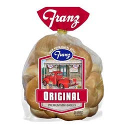 Franz Original Premium Mini Plain Bagels - 16oz/12ct