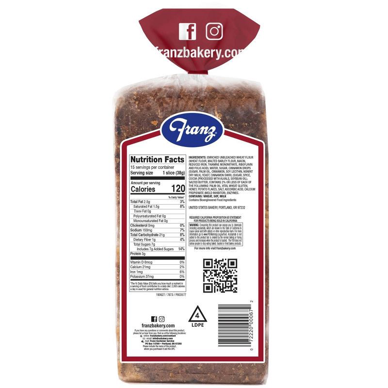 slide 2 of 4, Franz Cinnamon Swirl Bread - 20oz, 20 oz