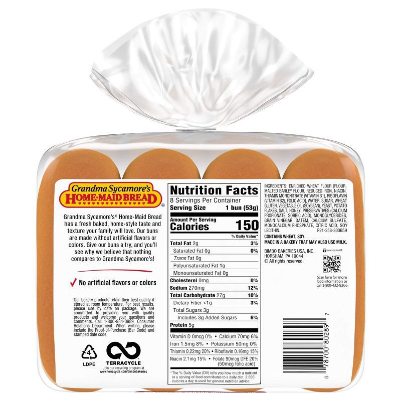 slide 8 of 10, Grandma Sycamore's Hot Dog Buns - 15oz, 15 oz