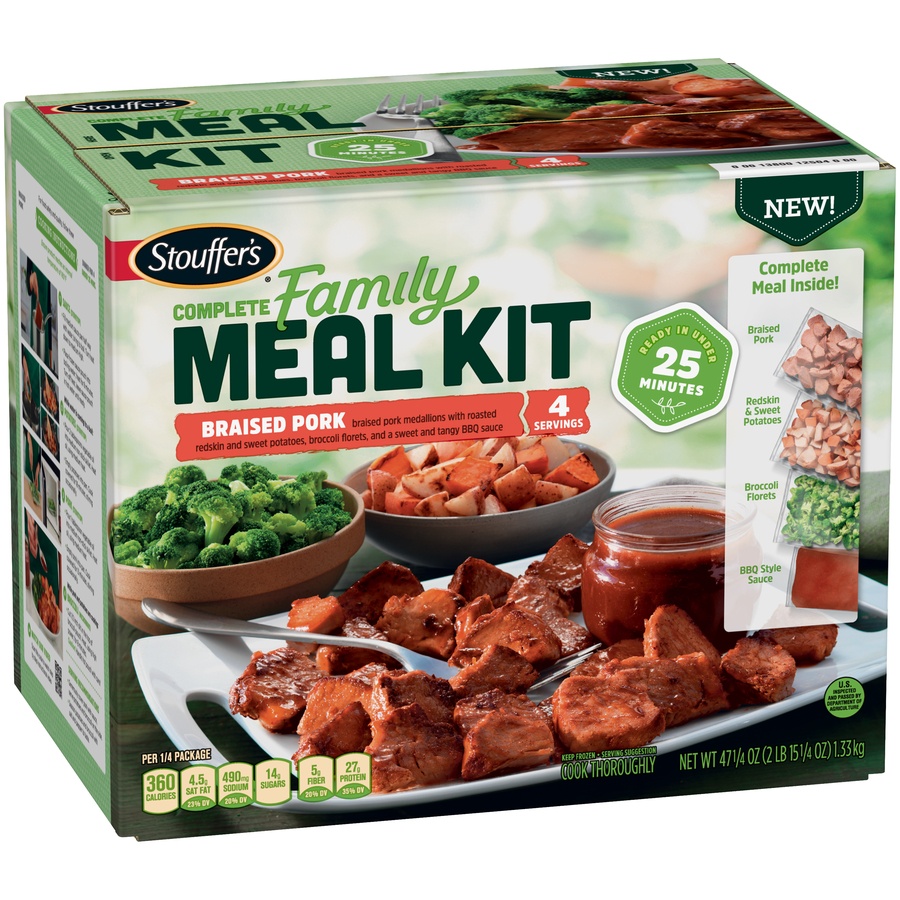 slide 2 of 8, Stouffer's Braised Pork Complete FamilyMeal Kit, 47.25 oz