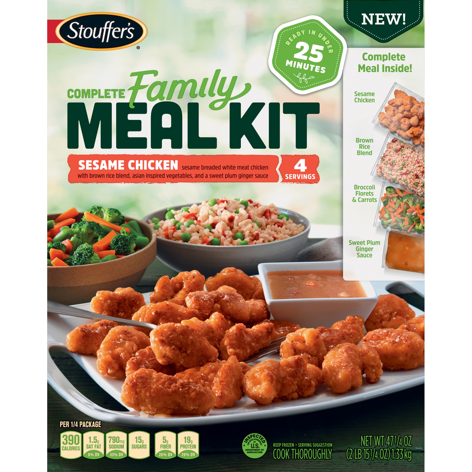 slide 4 of 8, Stouffer's Complete Family Meal Kit Sesame Chicken Frozen Dinner, 47.25 oz