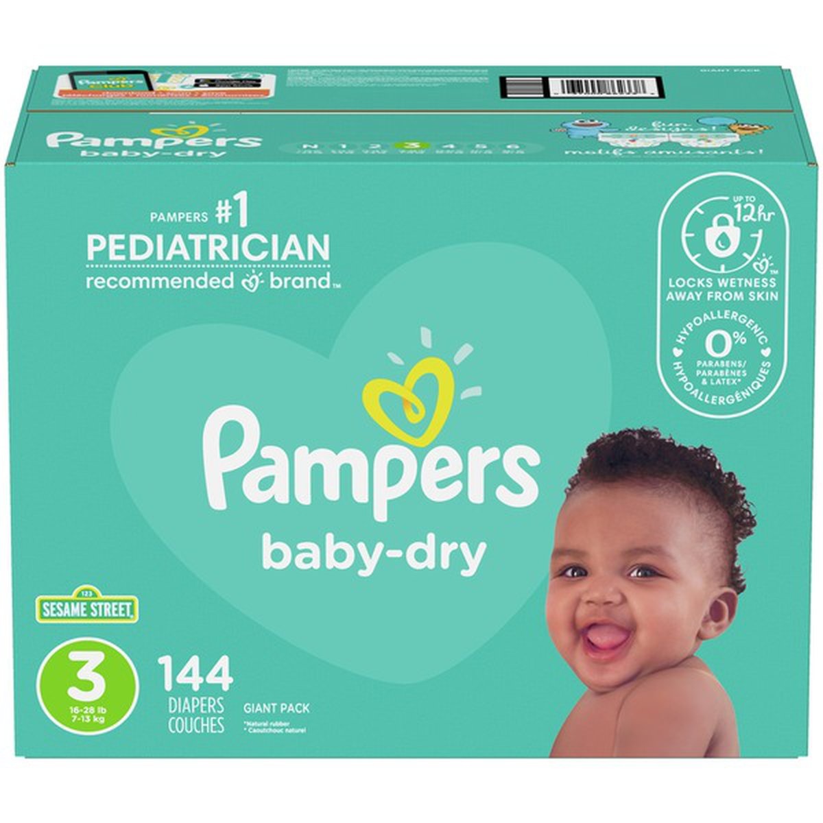 slide 1 of 1, Pampers Baby Dry Diapers Size 3 144 Count Diapers, 144 ct