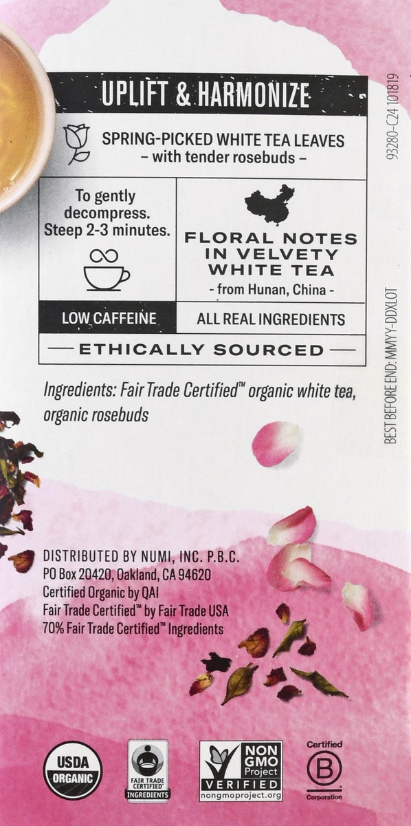 slide 3 of 12, Numi Organic Tea Bags White Rose White Tea 16 ea, 16 ct