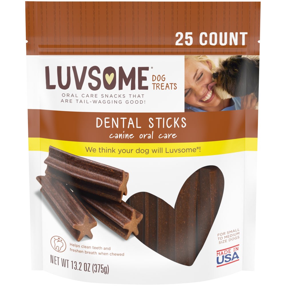 slide 1 of 2, Luvsome Canine Oral Care Dental Stick Dog Treats, 25 ct