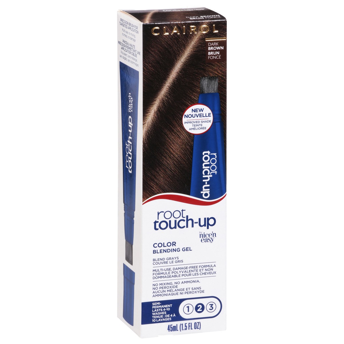 slide 5 of 12, Root Touch-Up Clairol Root Touch-Up Semi-Permanent Hair Color Blending Gel Dark Brown, 1 ct