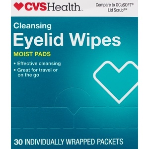 slide 1 of 1, CVS Health Cleansing Eyelid Wipes Moist Pads, 30 ct