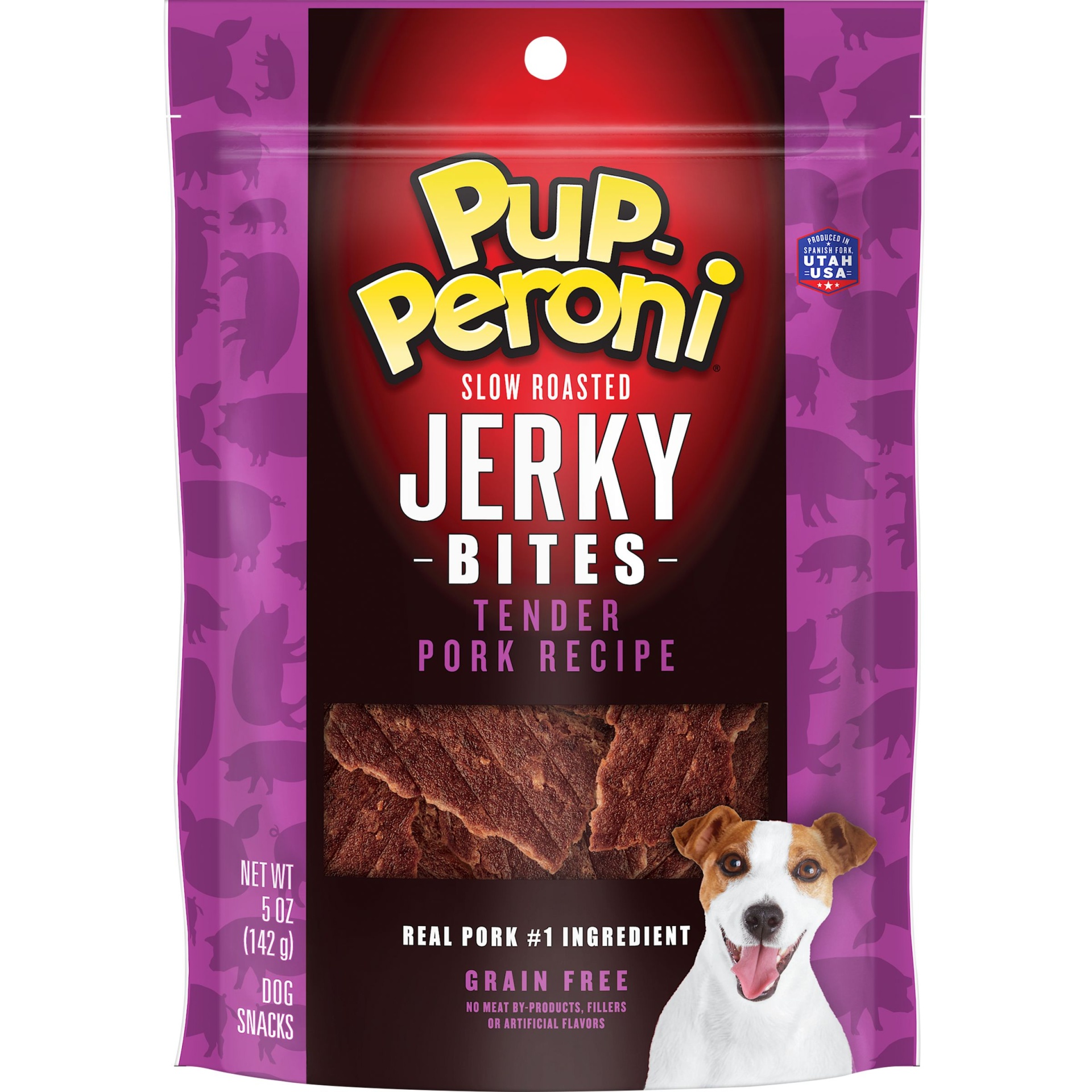 slide 1 of 3, Pup-Peroni Jerky Bites, Tender Pork Recipe, Grain-Free Dog Treats, 5 oz