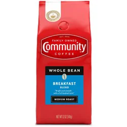 Community Coffee Breakfast Blend Medium Roast Whole Bean Coffee - 12oz