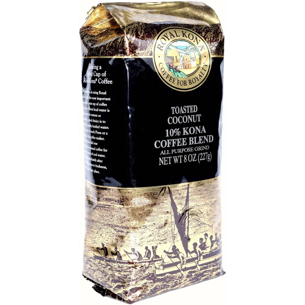 slide 2 of 4, Royal Kona Toasted Coconut Medium Roast Ground Coffee - 8oz, 8 oz