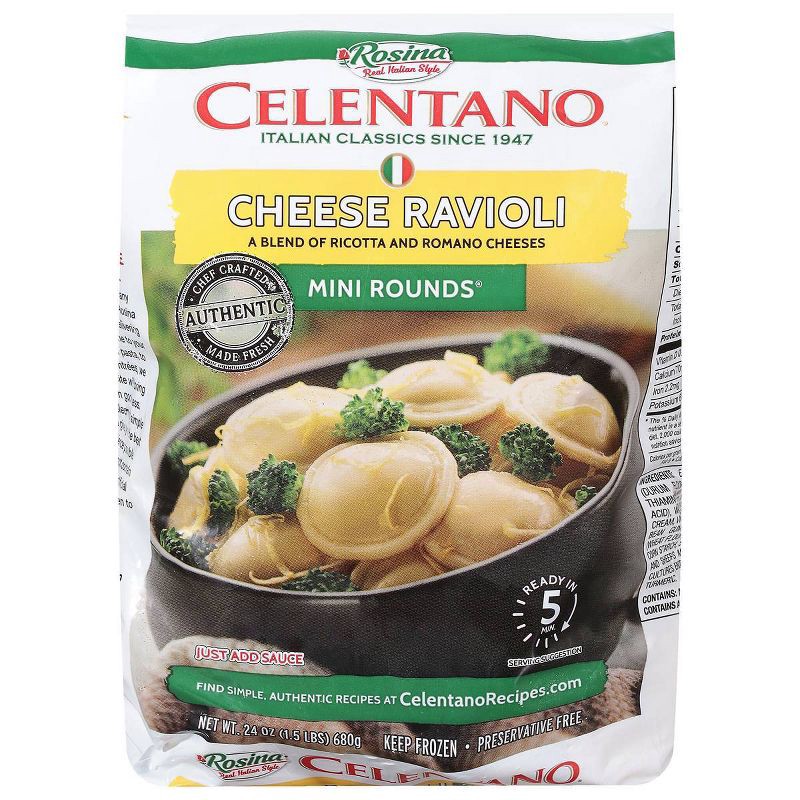 slide 1 of 4, Celentano Rosina Mini Frozen Cheese Ravioli - 24oz, 24 oz