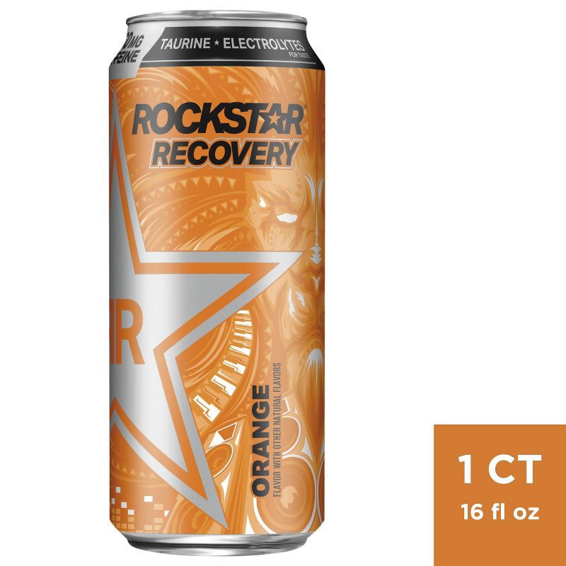 slide 1 of 5, Rockstar Recovery Orange Energy Drink - 16 fl oz Can, 16 fl oz