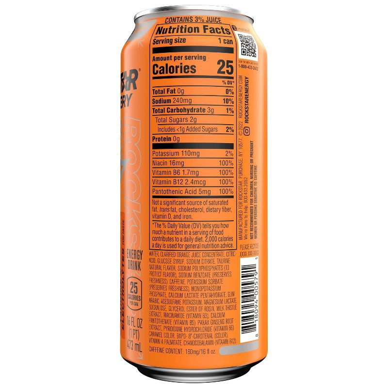 slide 5 of 5, Rockstar Recovery Orange Energy Drink - 16 fl oz Can, 16 fl oz