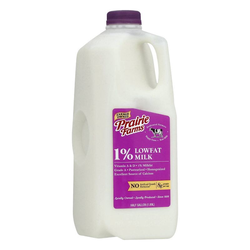 slide 2 of 3, Prairie Farms 1% Milk - 0.5gal, 1/2 gal