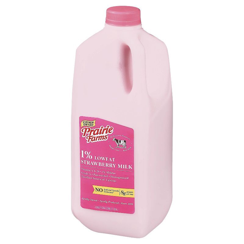 slide 3 of 3, Prairie Farms 1% Strawberry Milk - 0.5gal, 1/2 gal