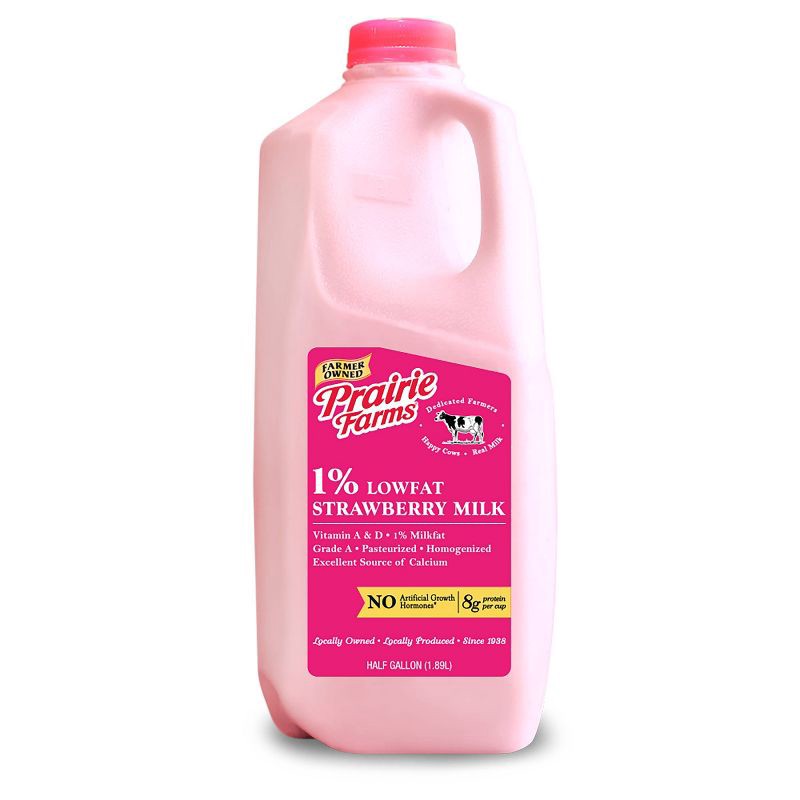 slide 1 of 3, Prairie Farms 1% Strawberry Milk - 0.5gal, 1/2 gal