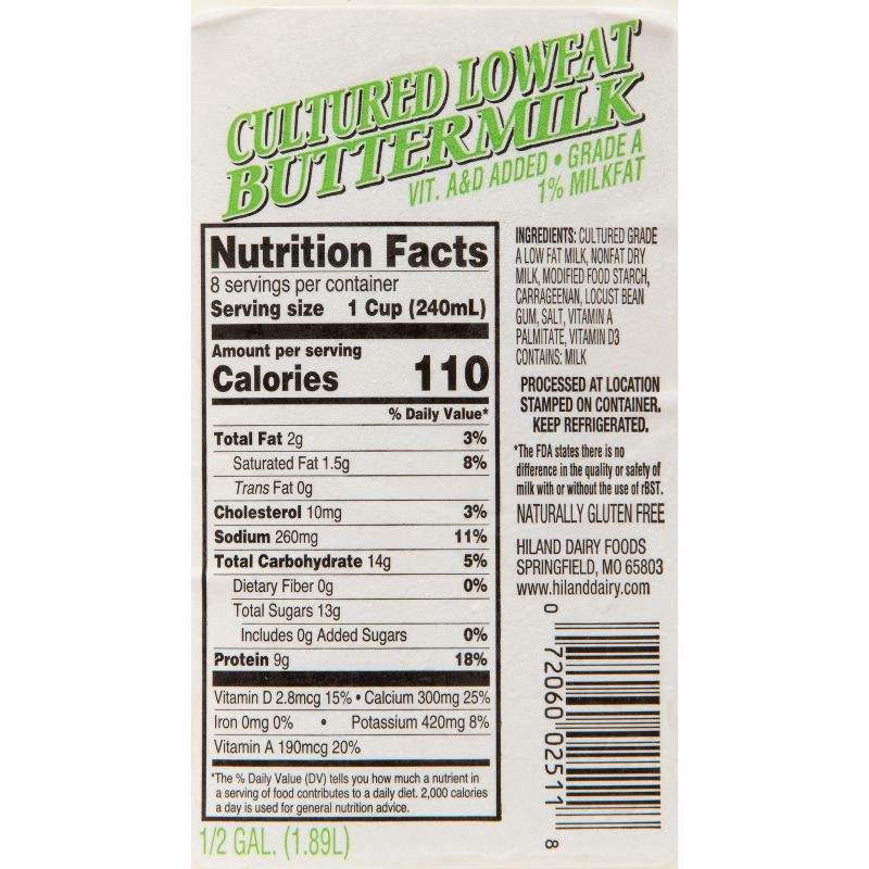 slide 4 of 4, Prairie Farms Hiland 1% Buttermilk - 0.5gal, 1/2 gal
