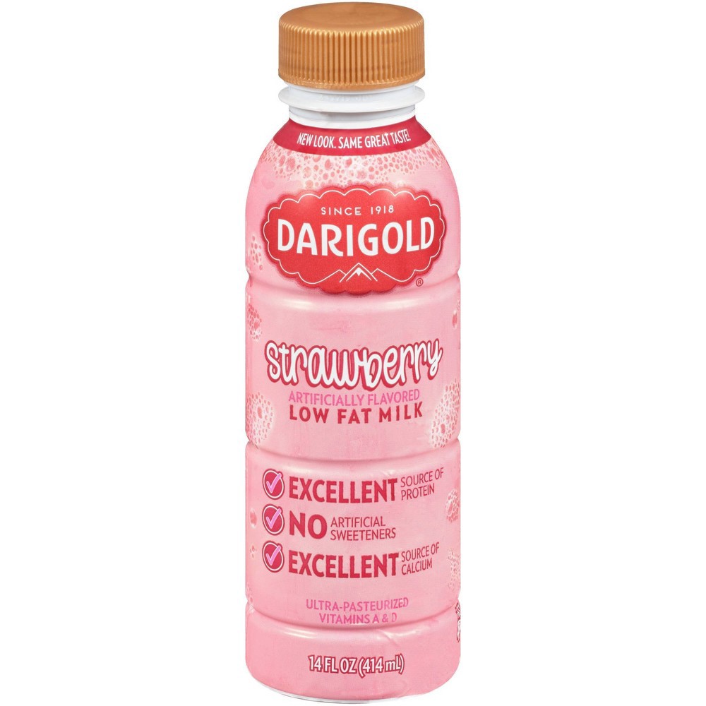 slide 2 of 2, Darigold 1% Strawberry Milk - 14 fl oz, 14 fl oz