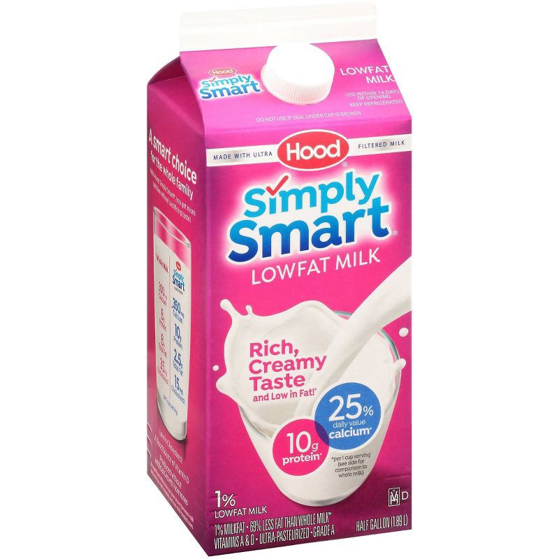 slide 7 of 7, Hood Simply Smart 1% Low Fat Milk - 0.5gal, 1/2 gal