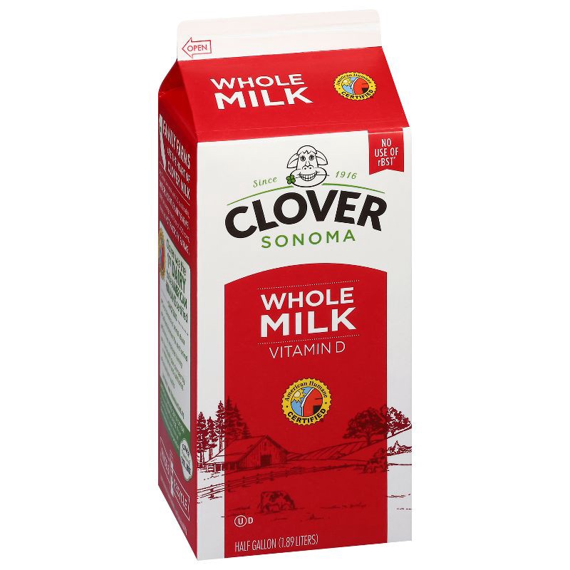slide 6 of 7, Clover Sonoma Vitamin D Milk - 0.5gal, 1/2 gal