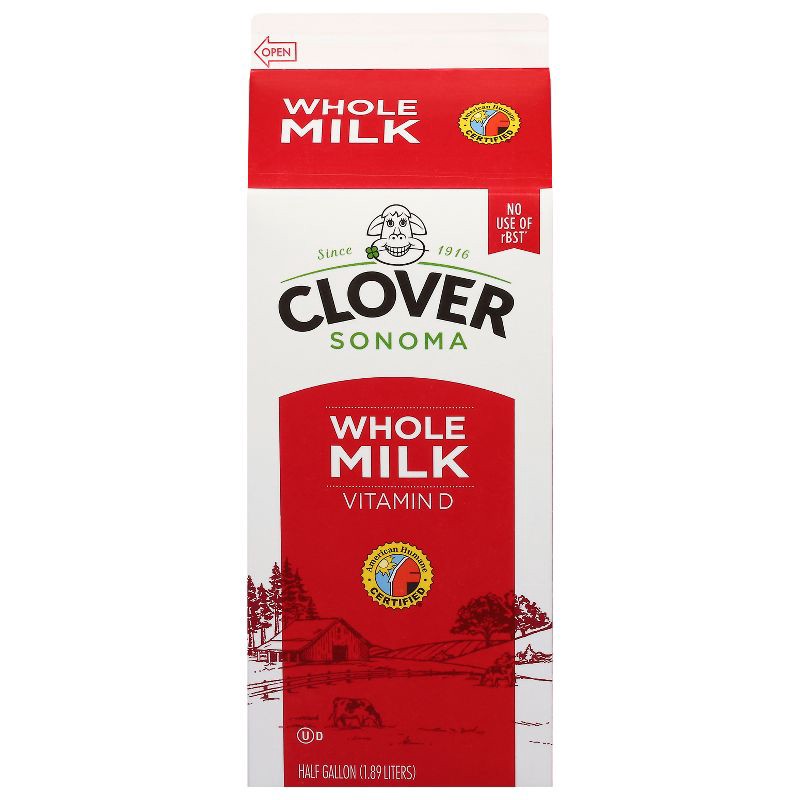 slide 1 of 1, Clover Stornetta Farms Clover Stornetta Vitamin D Milk - 0.5gal, 1/2 gal