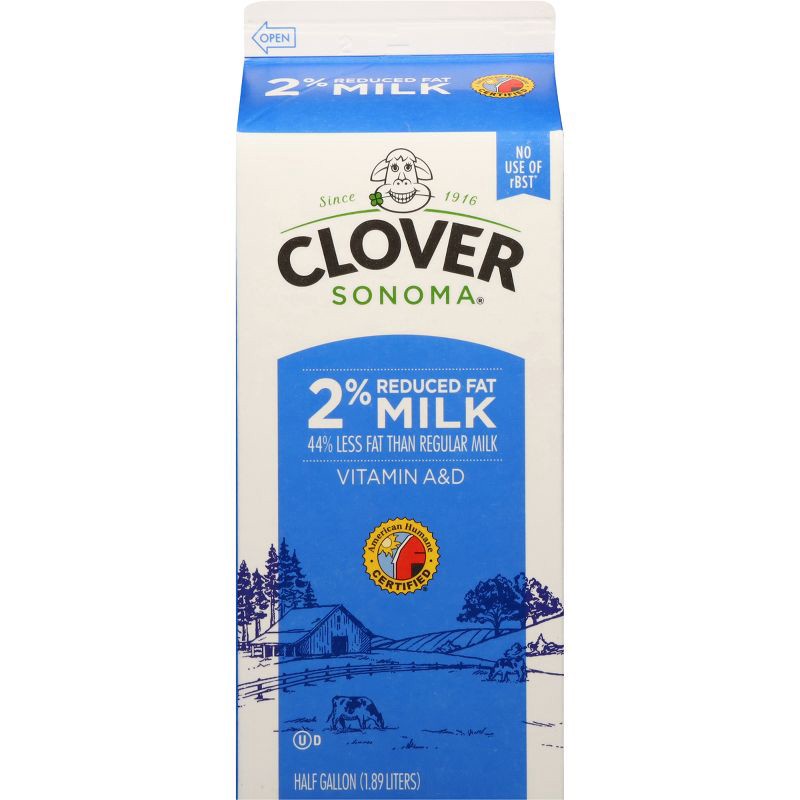 slide 2 of 7, Clover Sonoma 2% Milk - 0.5gal, 1/2 gal
