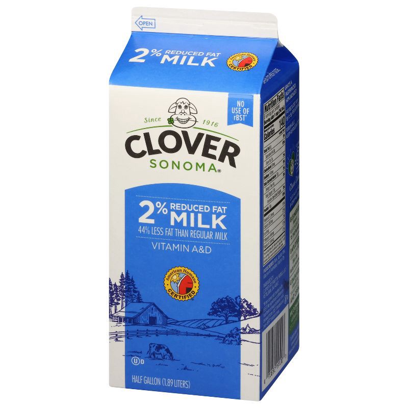 slide 4 of 7, Clover Sonoma 2% Milk - 0.5gal, 1/2 gal