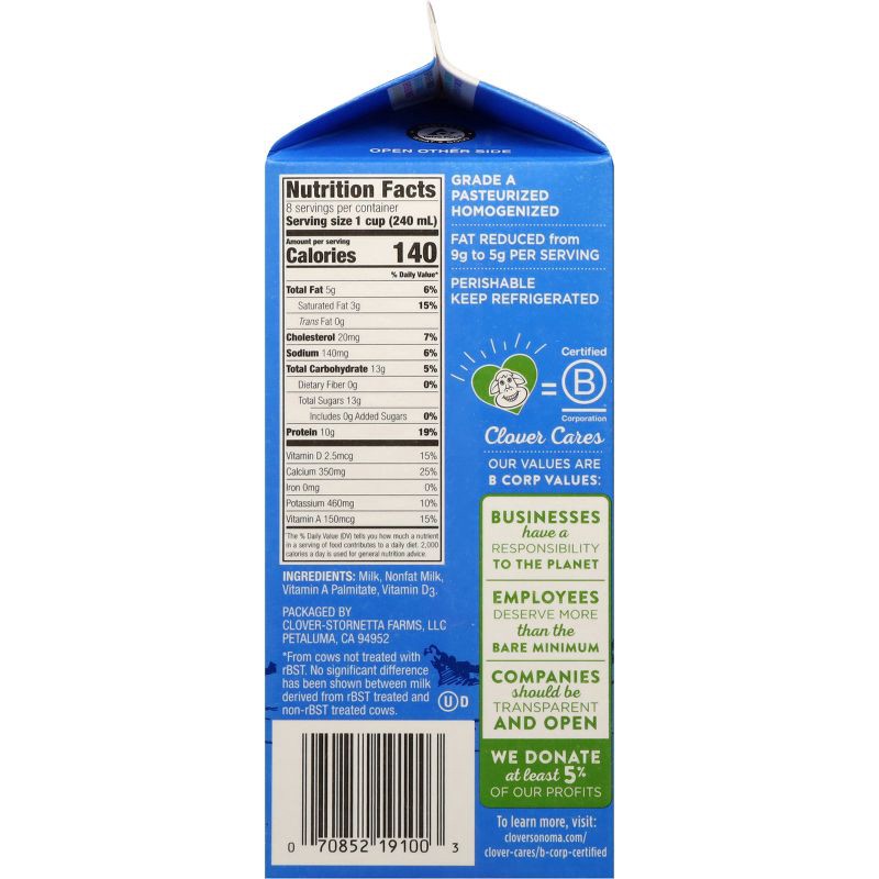 slide 6 of 7, Clover Sonoma 2% Milk - 0.5gal, 1/2 gal